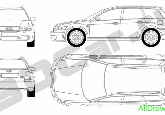 Audi RS4 (2000) (Ауди РС4 (2000)) - чертежи (рисунки) автомобиля